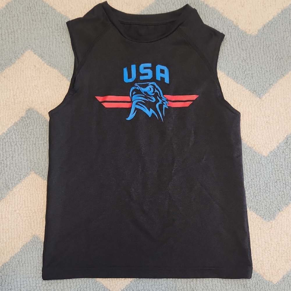 Champion Kids Black Tank Top with Blue and Red USA Design